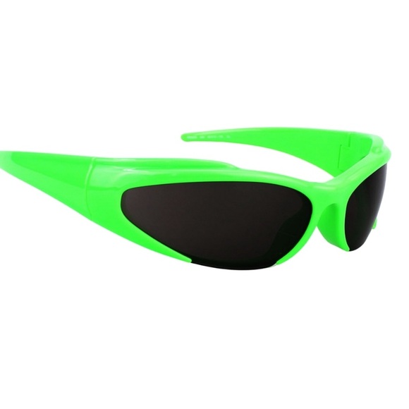 NEW BALENCIAGA OVAL SUNGLASSES BALENCIAGA BB0253S 005 GREEN GREY EYEWEAR - Picture 6 of 7